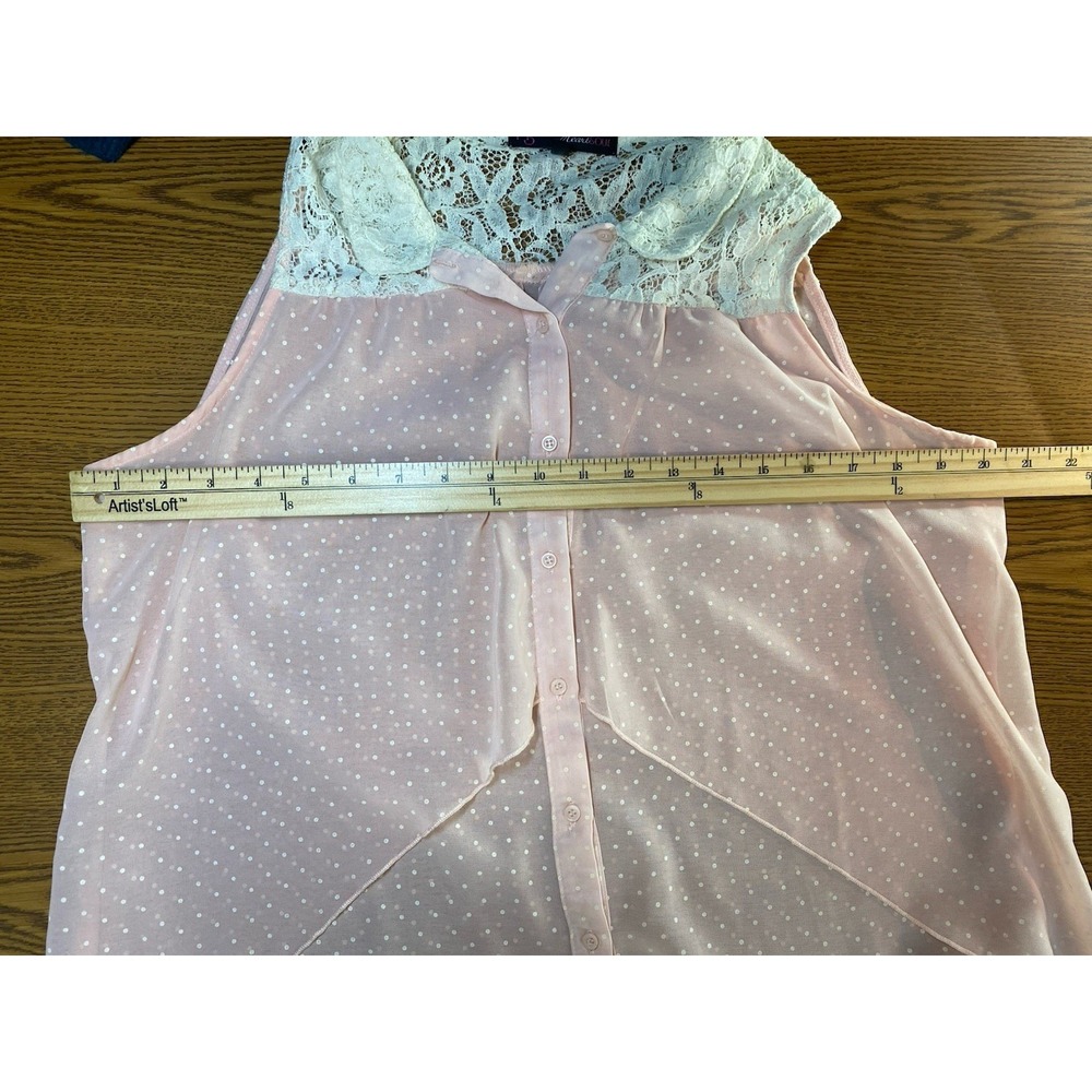 HeartSoul Womens Sheer Polka Dot Lace Collar Shirt Size Large Whimsical Coquette - Picture 6 of 13